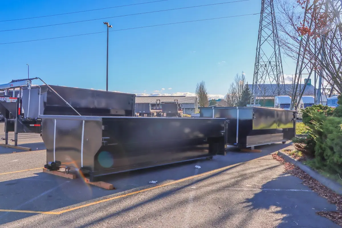 Roll-off dumpster ready for waste disposal at job site for 40 Yard Dumpster Rental in Spokane